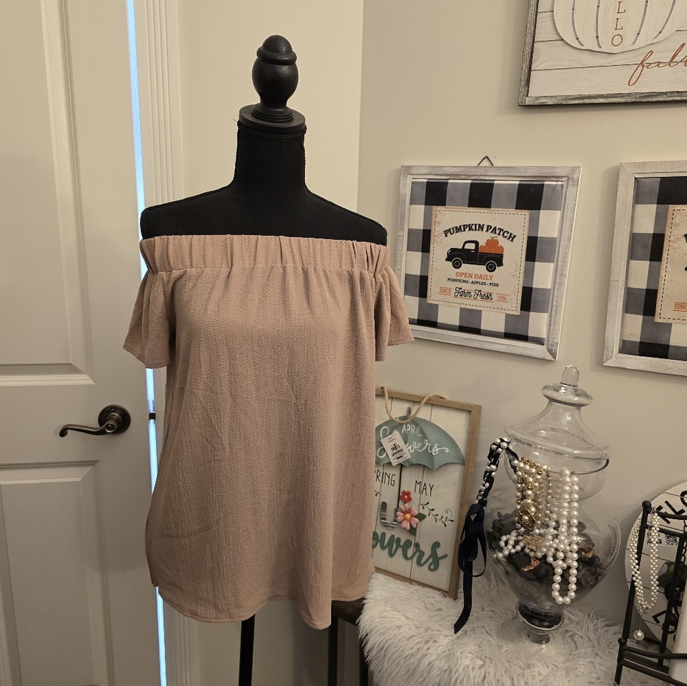 Off-Shoulder Tan Top